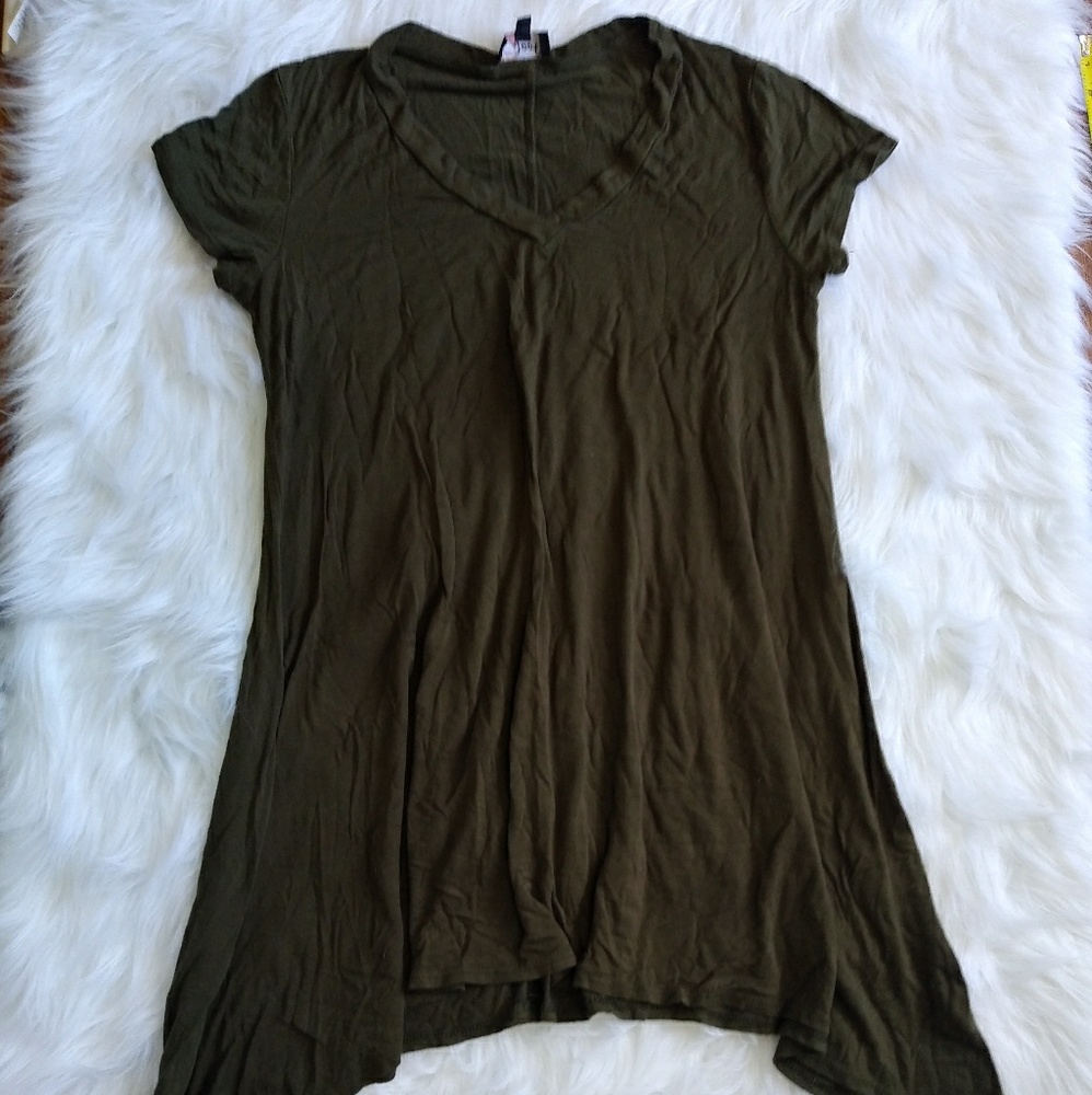 Poof Army Green Long Shirt Dress